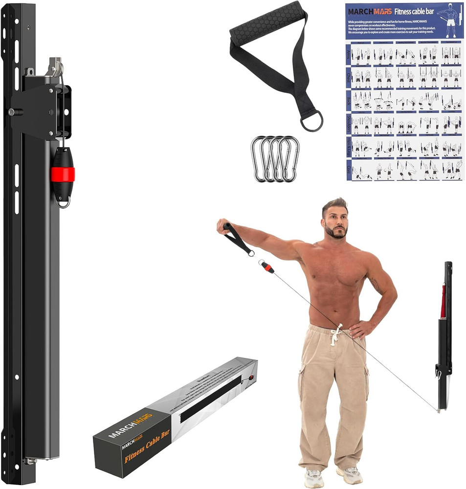 Cable Machine Home Gym, Wall-Mount Exercise & Workout Equipment with Adjustable