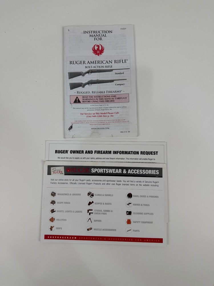 RUGER INSTRUCTION MANUAL AMERICAN BOLT ACTION RIFLE