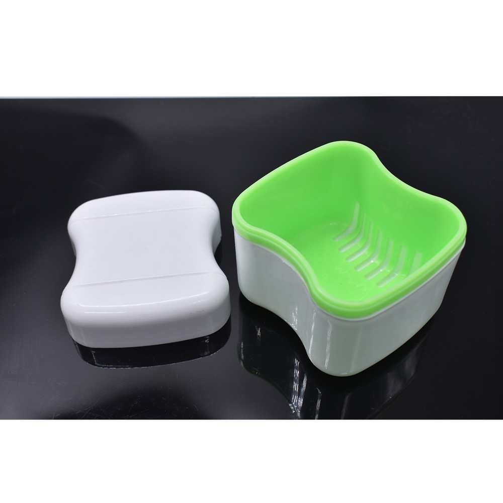 2Pcs Denture Storage Case Mesh False Teeth Box Retainer Container Organizer