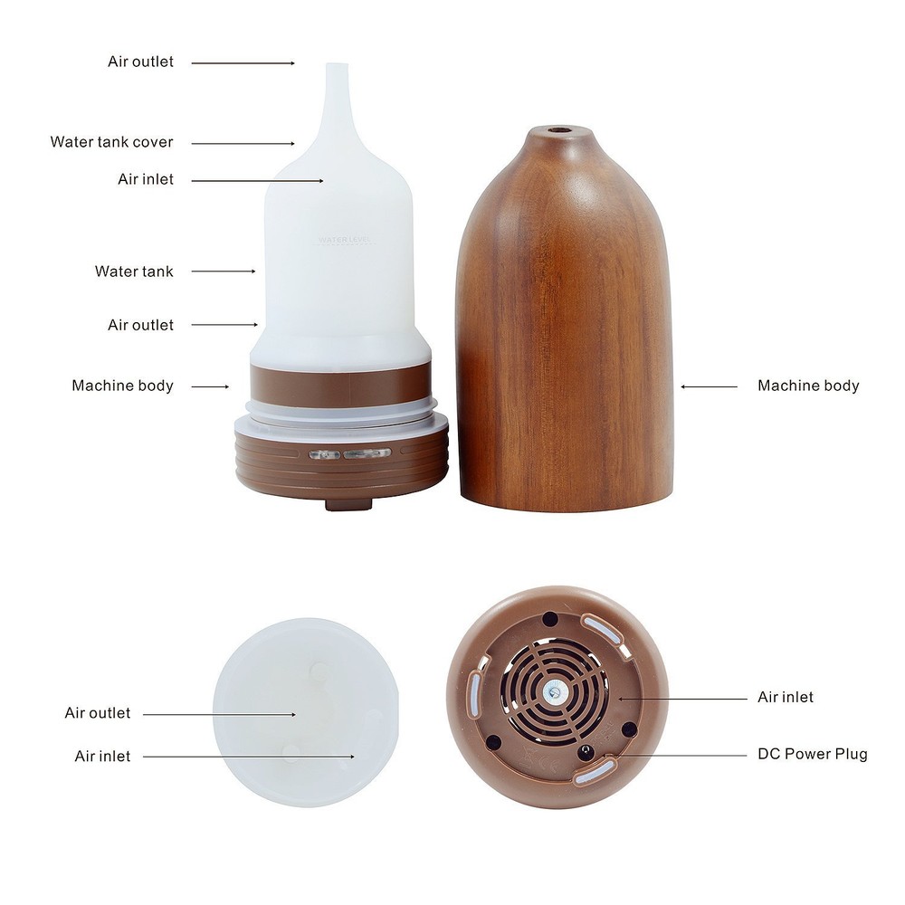 Real Wood Essential Oil Diffuser Ultrasonic Aromatherapy Diffuser with LED Light