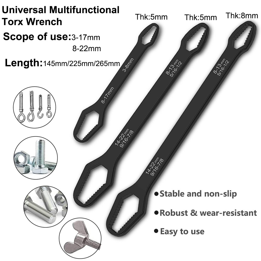 Universal Wrench 3-17mm Self-tightening Adjustable Board Double-head Spanner