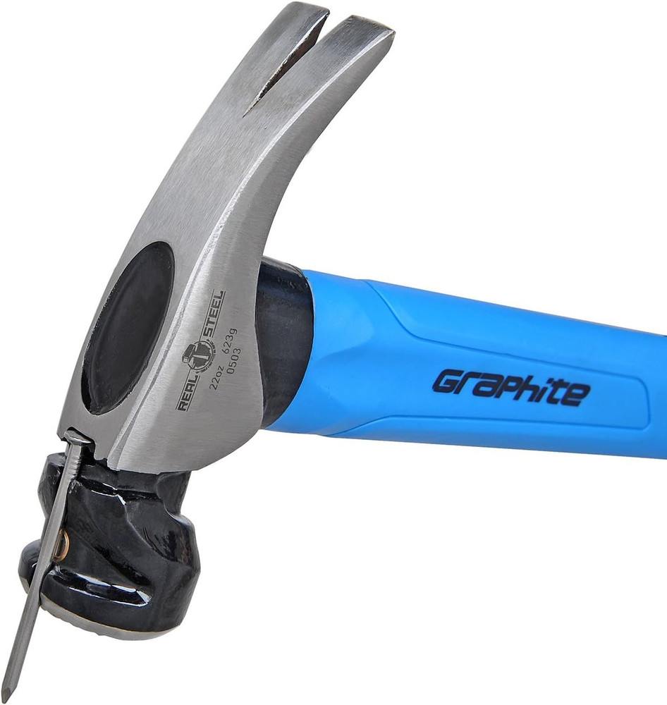 Jacketed Graphite Magnetic 22 Oz Head Milled Face Framing Hammer with Straight C