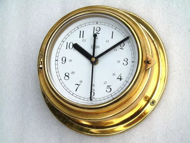 ALL BRASS BARIGO GERMANY SHIPS NAVIGATION QUARTZ CLOCK DECK WATCH
