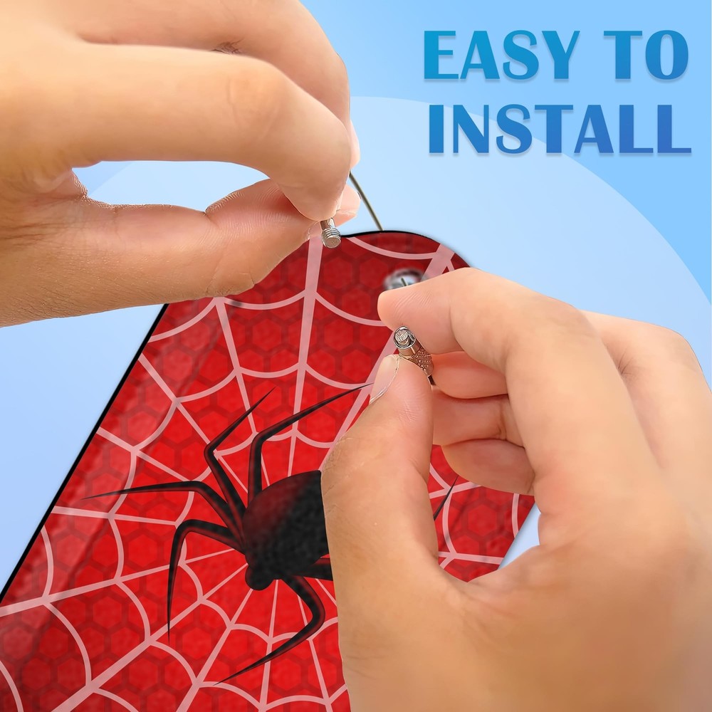 2 Pack Luggage Tags with Spider On Spider Web for Suitcases, Spider Web PU Le...