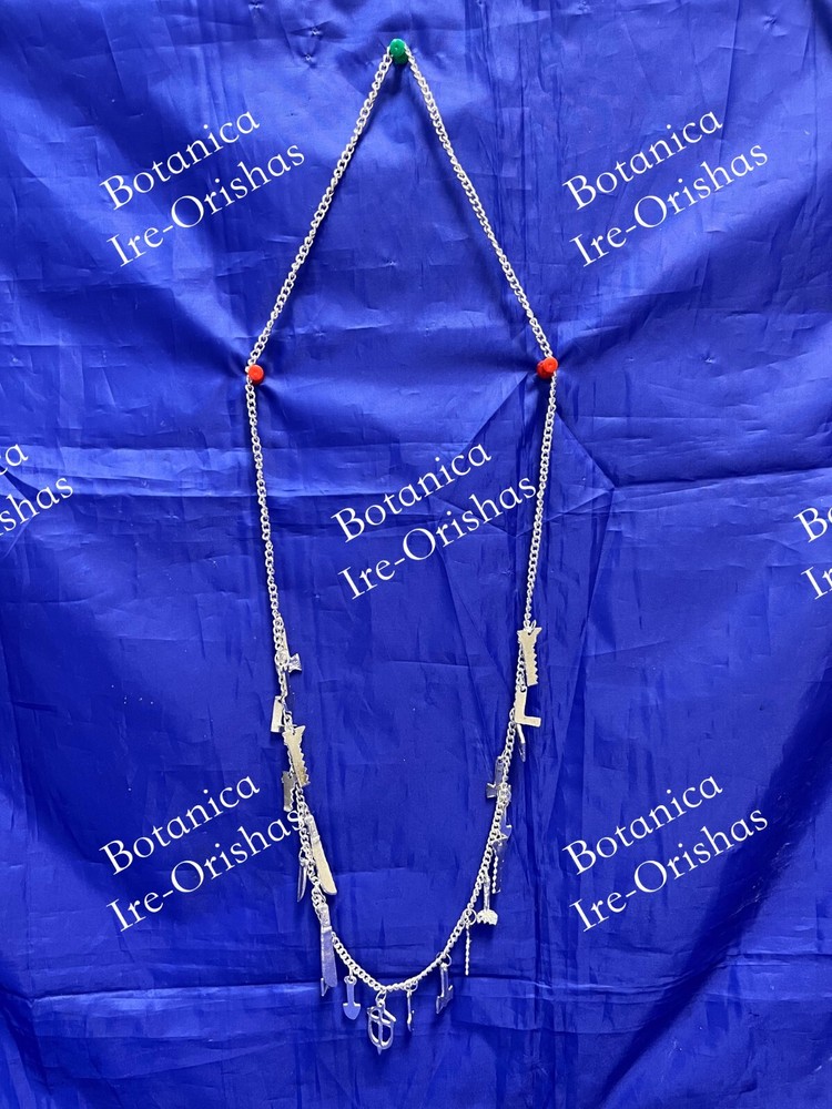 CADENA DE ACHABA PARA OGUN OGGUN  SILVER COLOR RELIGION YORUBA
