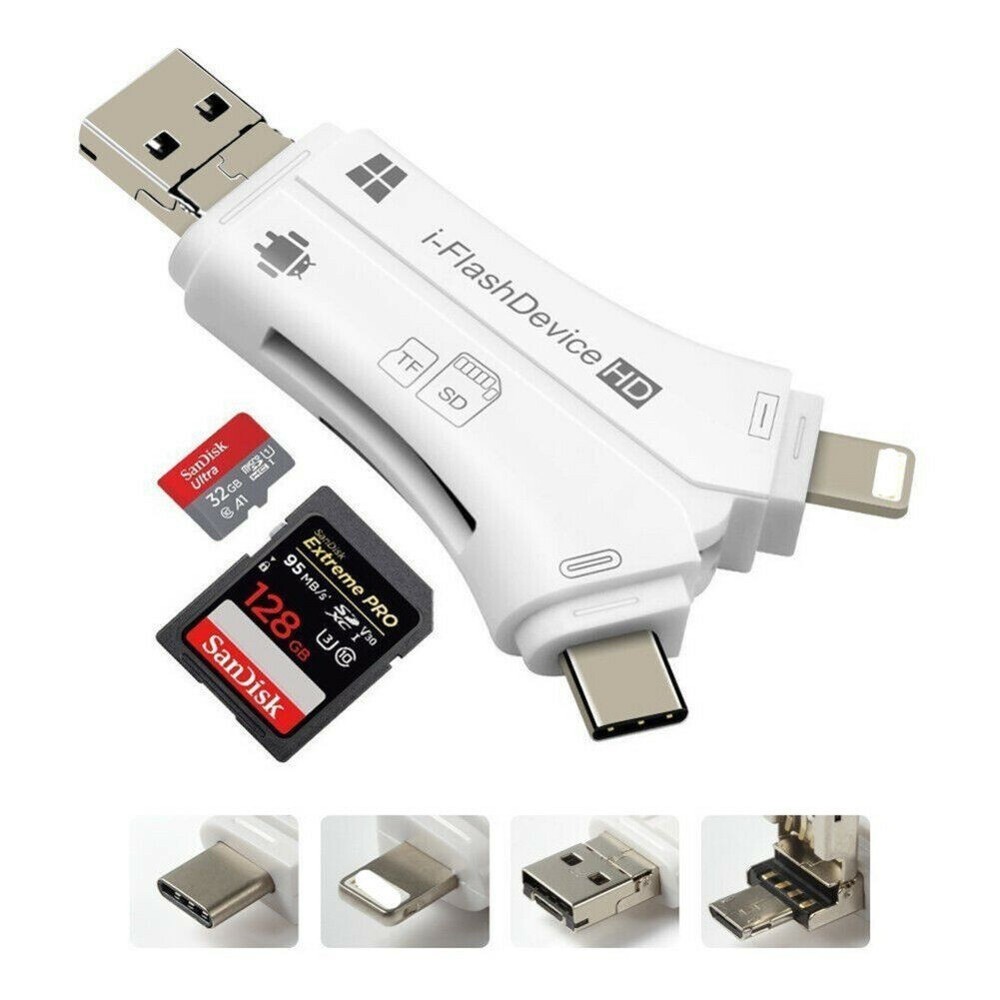 4in1 USB i-Flash Drive Micro SD/TF Card Reader Adapter For iPhone iPad Android