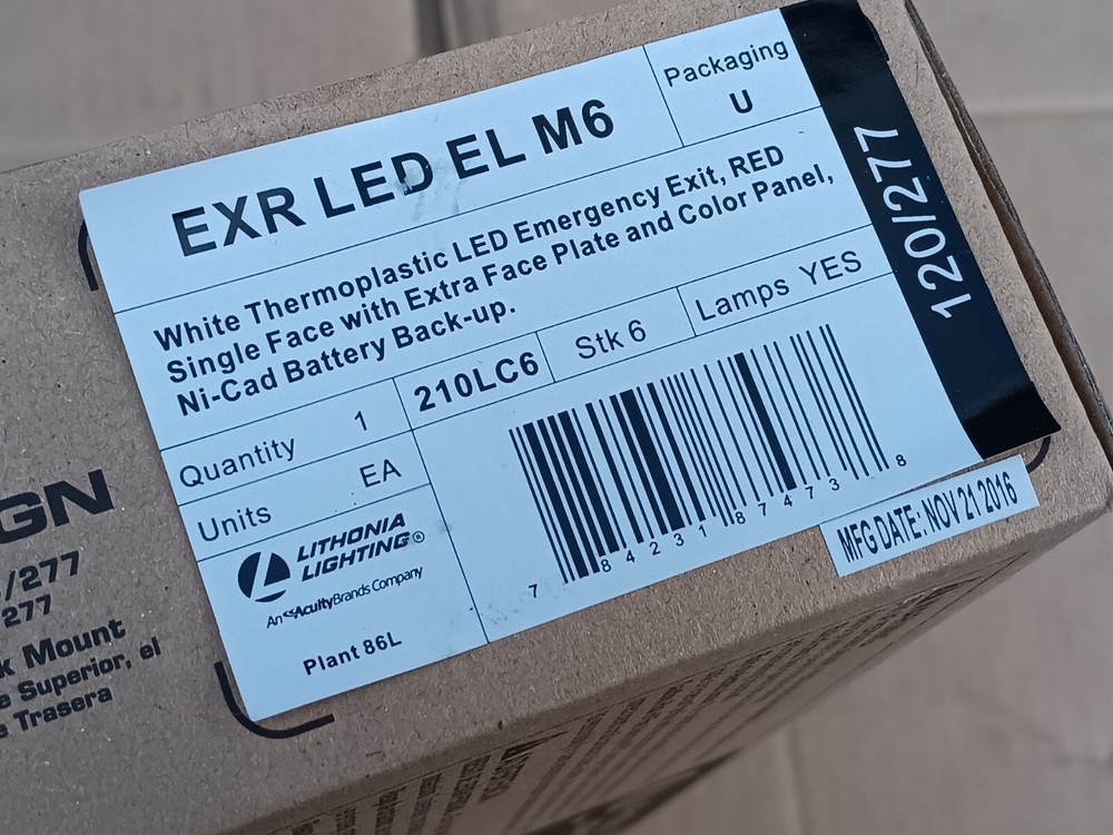 Lithonia Lighting Contractor Select Red Thermoplastic EXIT Sign LED EL M6 New