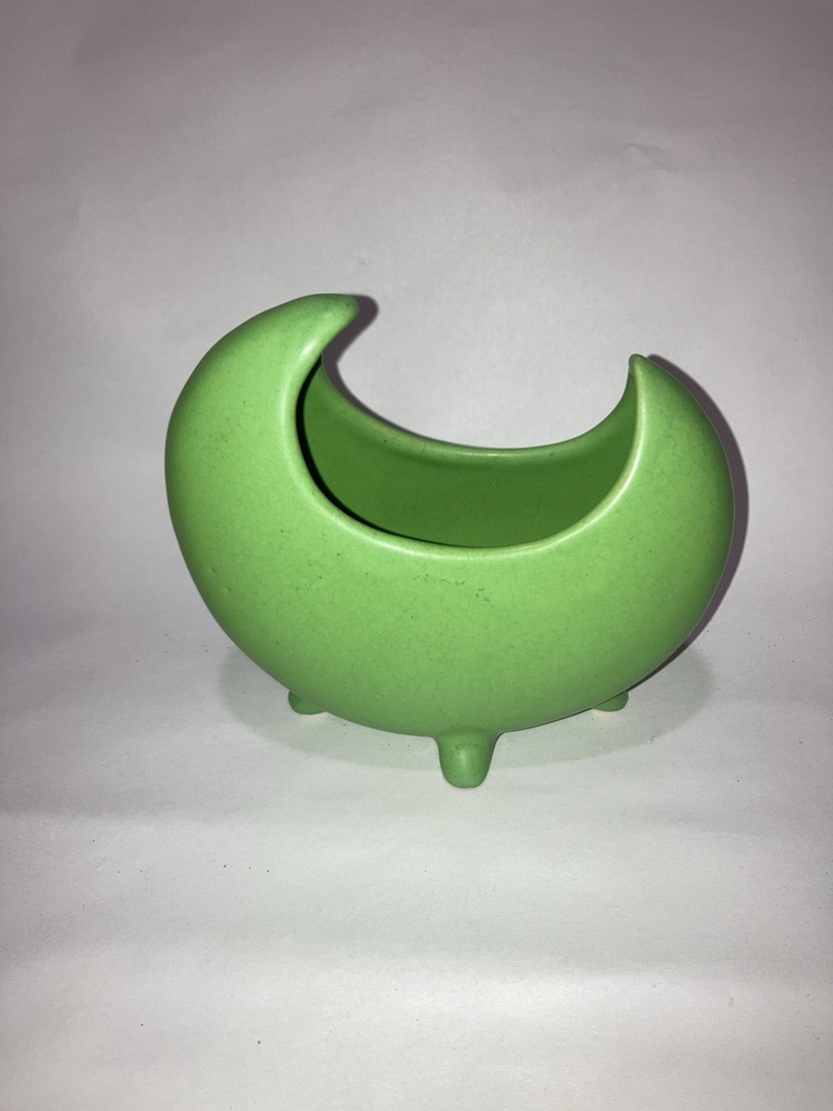 Vintage Lime Green Crescent Moon Footed Planter