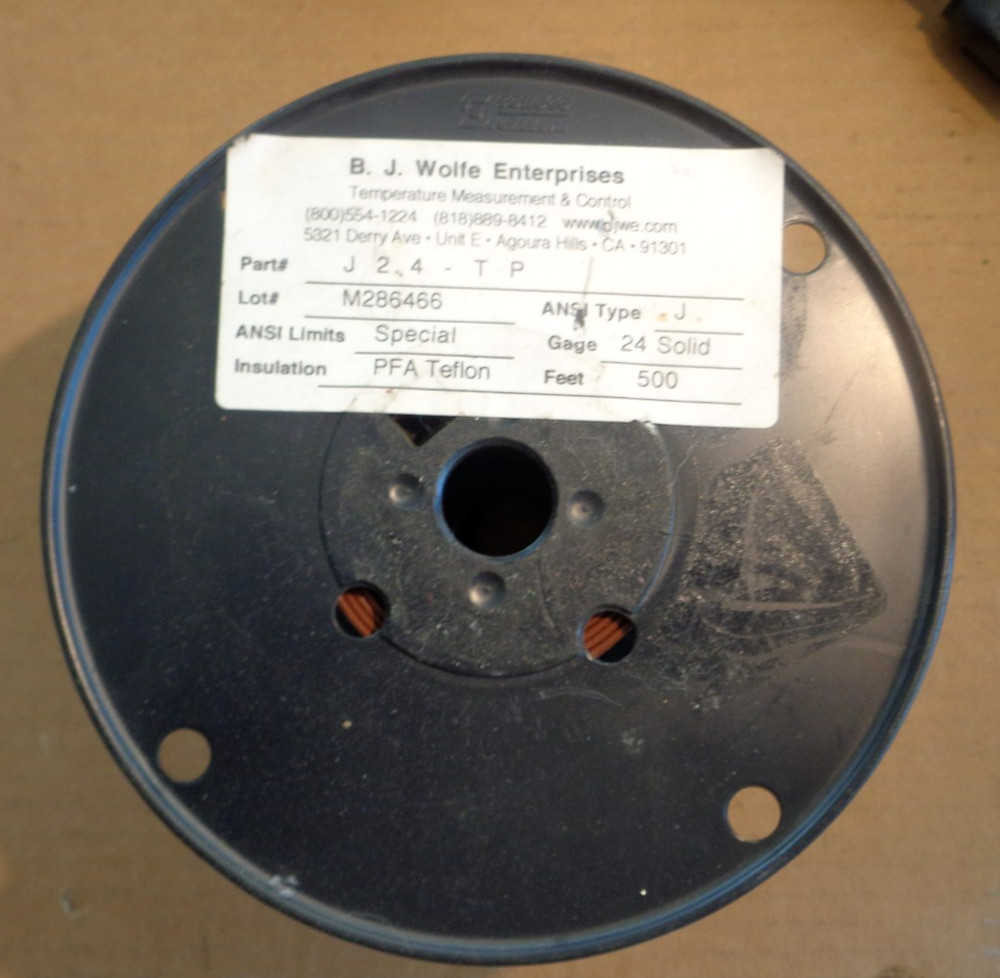B.J. Wolfe J-24-TP Type J THERMOCOUPLE WIRE Iron / Constantan 24AWG ± 100' PFA