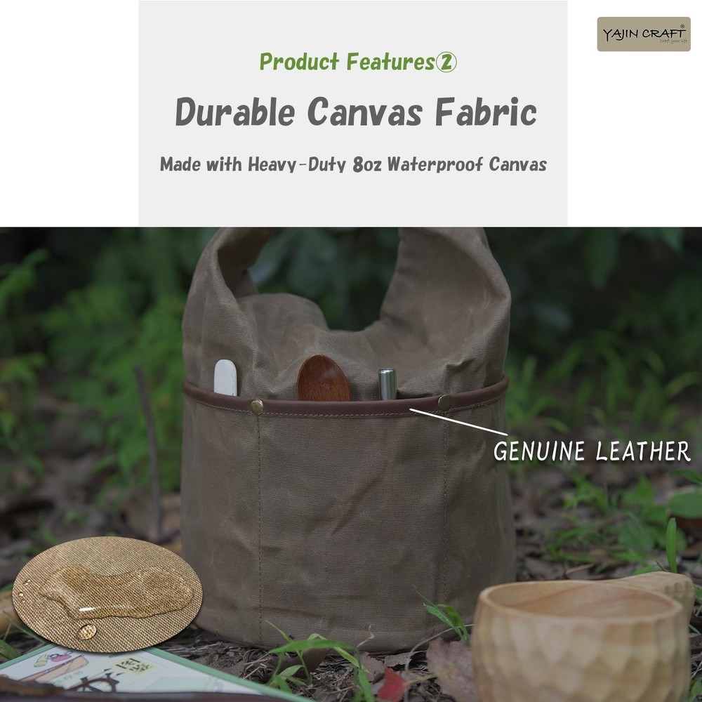 Camping Cookware Storage Bag, Canvas Camp Kitchen Organizer for Cooking Utens...