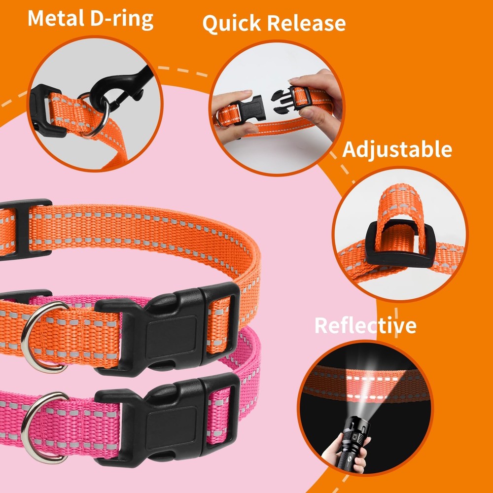 Shock Collar Strap, 3/4 Inch, 2-Pack, Reflective Adjustable Dog Collar, Orang...