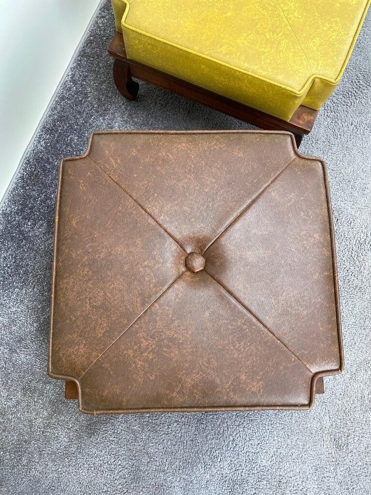 Mid-Century Modern Leather Nesting Stackable Ottoman Stools, 3 Pcs
