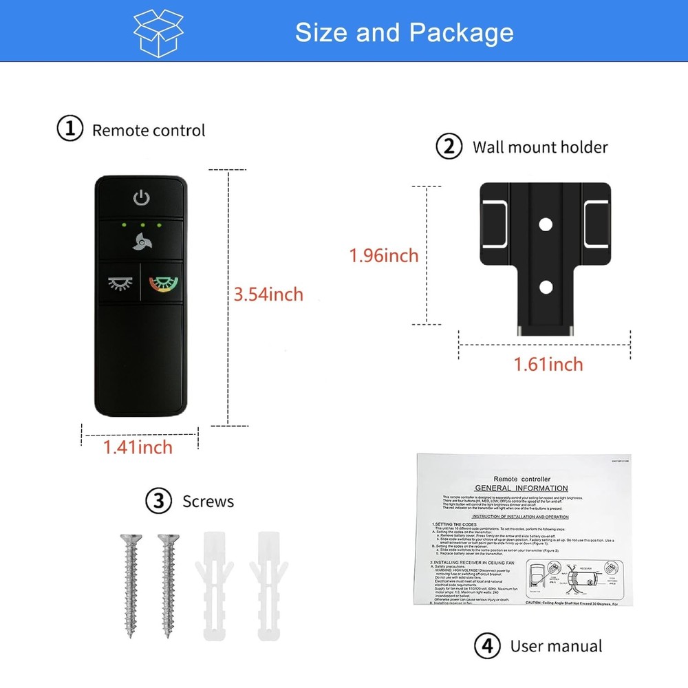 TX028C-S Ceiling Fan Remote Control Replacement for Hampton Bay Home Decorators