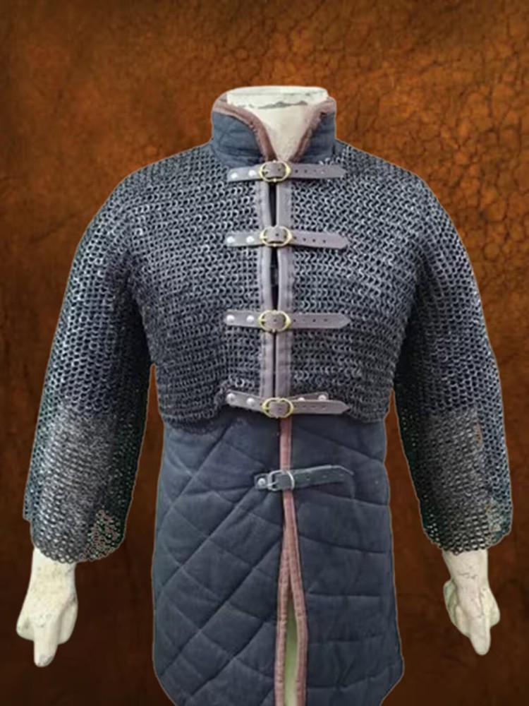 Chain Mail Half Shirt Flat Riveted with Solid rings Chain Mail Jacket Tapered