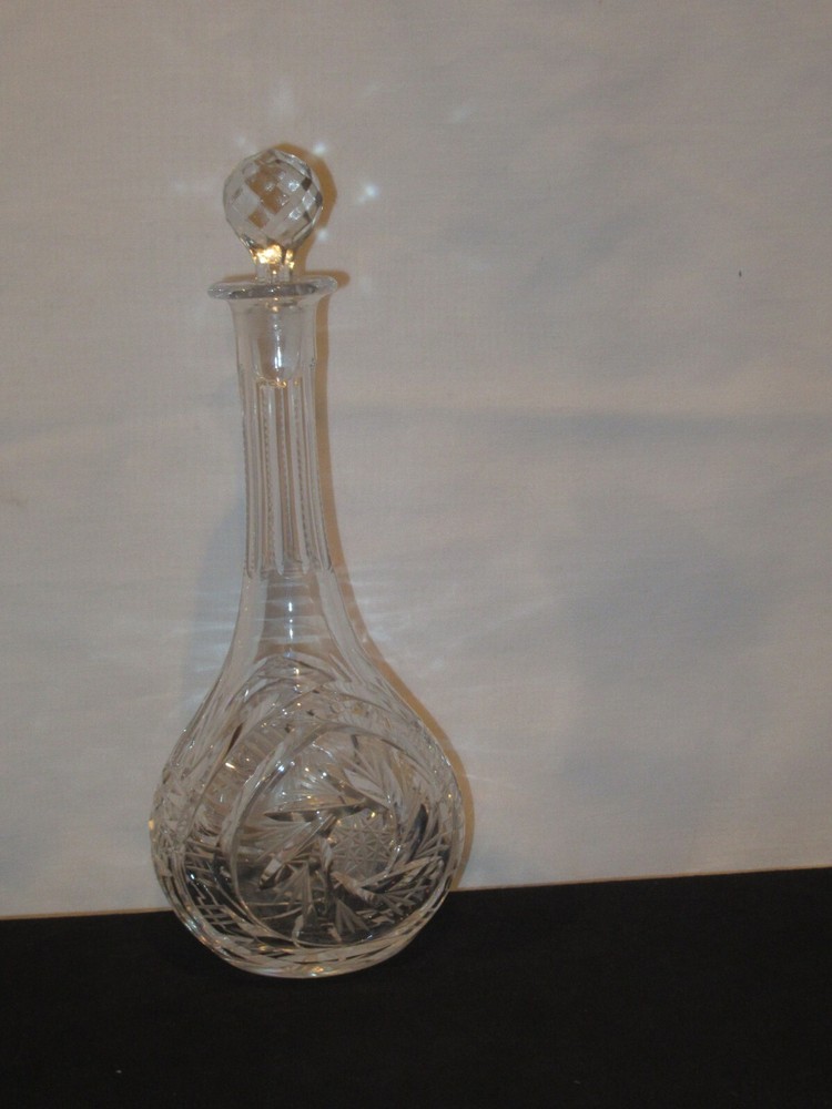 American Brilliant Cut 11” Decanter Drape Pattern by L Straus & Sons Unsigned