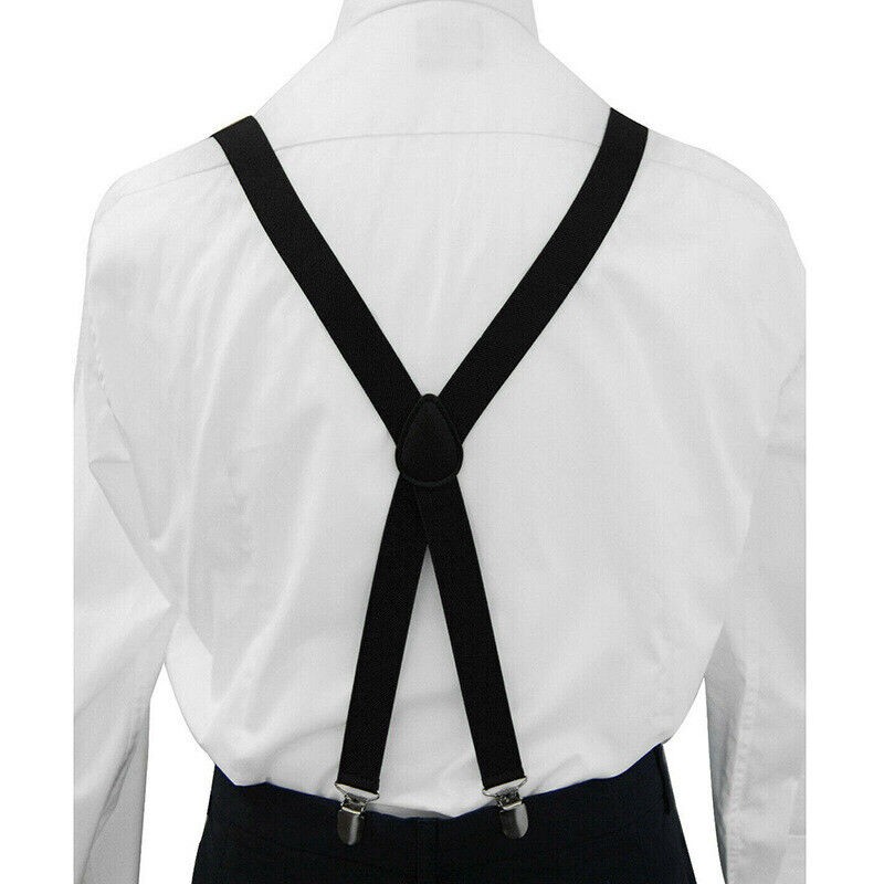 Adjustable General Pants Cross X Shape Suspender Strap Leather Crosspatch a