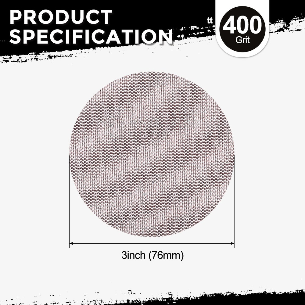 25 Pcs 3 Inch 400 Grit Hook and Loop Grid Sanding Discs