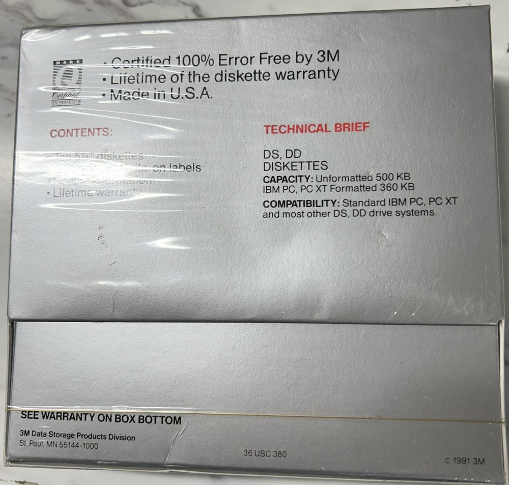 3M 5 1/4" Floppy Disk 10 Pack DS/DD NIB