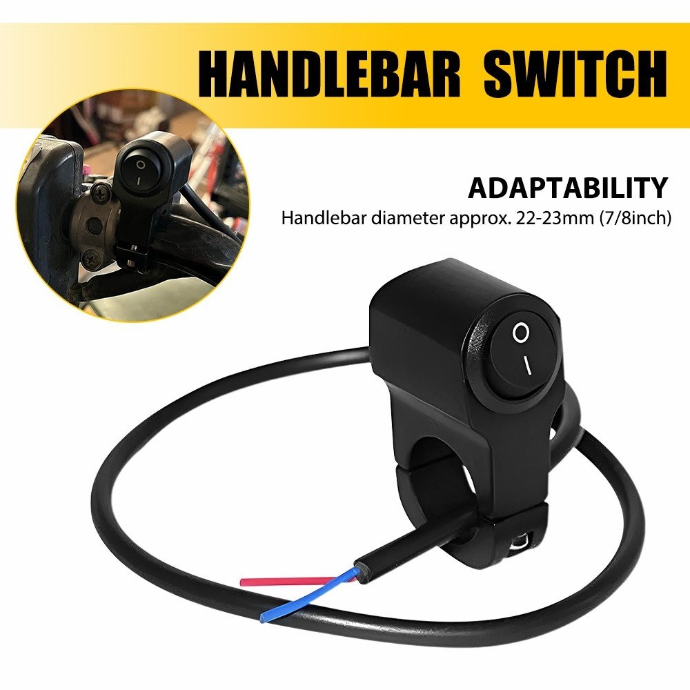 Handlebar Switch 12V Black Fit 7/8" (22mm) Handlebar Button ON OFF Switch AUXITO