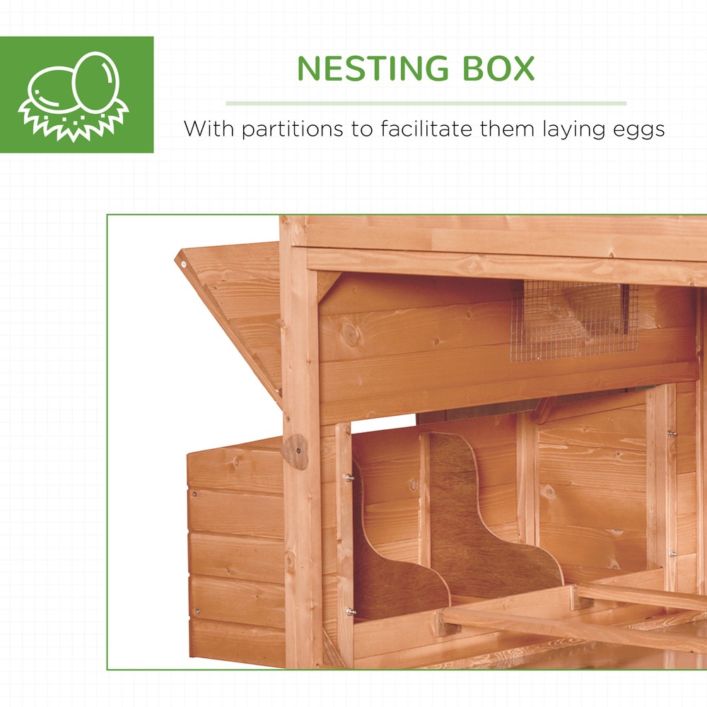 Solid Fir Wooden Backyard Chicken Coop Hen House with Attached Nesting Cube
