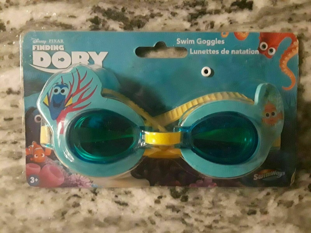 Disney Pixar Finding Dory Swim Goggles Adjustable Strap Blue & Yellow X100