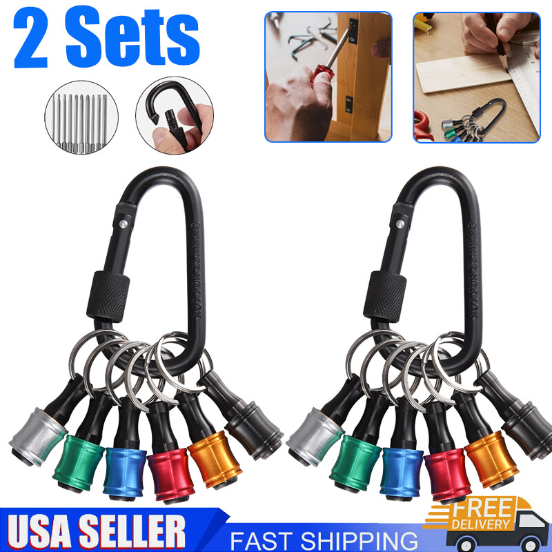 12Pcs 1/4" Hex Shank Quick Release Keychain Screwdriver Drill Bit Holder Bit Set