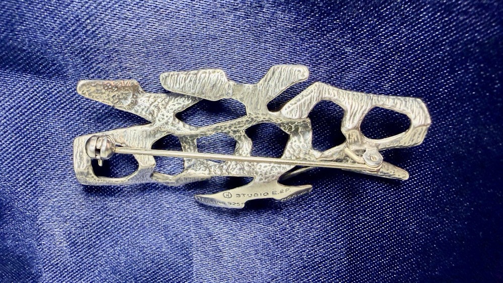 Vintage Norwegian Brutalist Sterling Silver Brooch – Studio E&P – 1960s Modern
