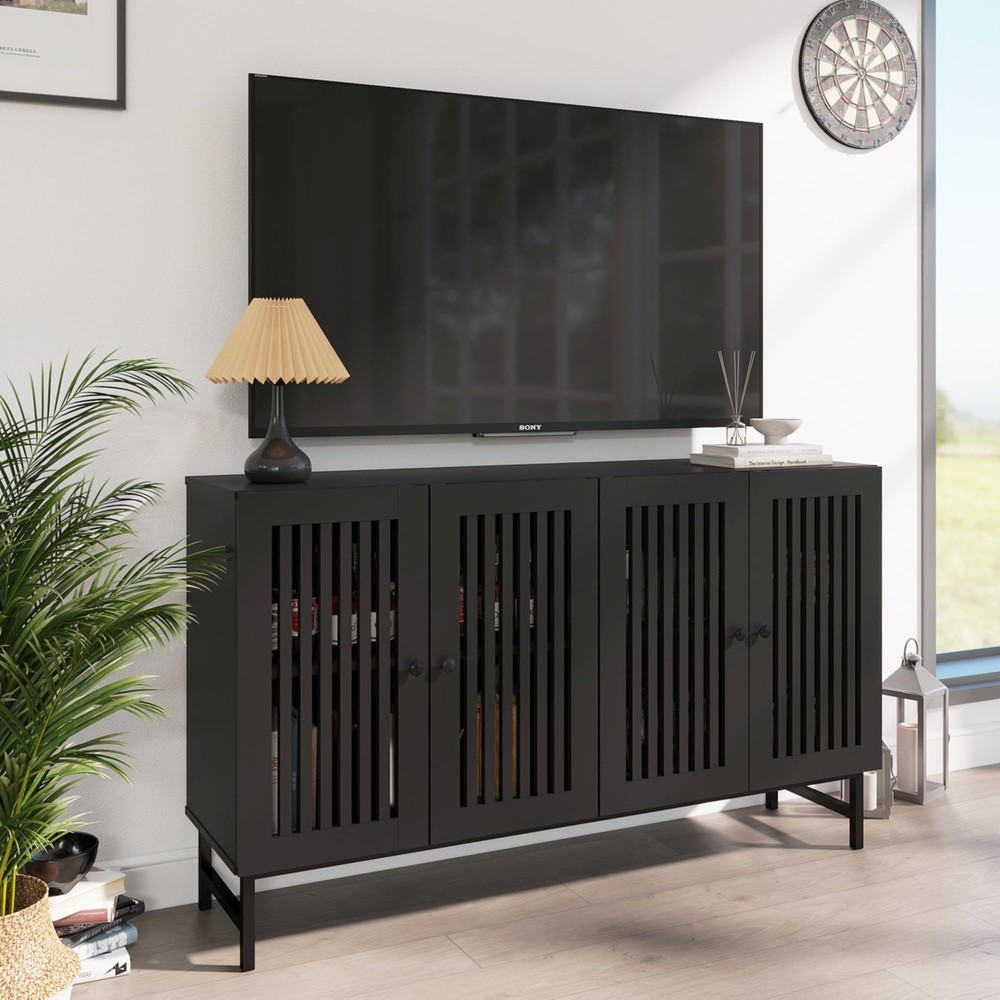 Buffet Storage Cabinet with 4 Doors,Kitchen Sideboard with Storage,Coffee Bar...