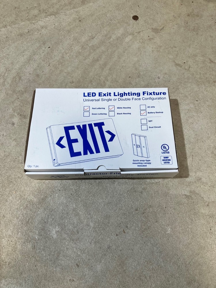 Emergency Exit Red LED Light Fixture Single or Double Face with Battery Backup