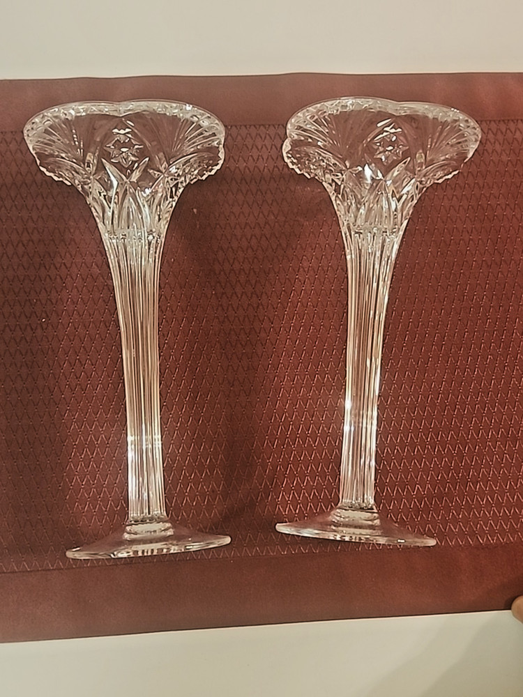 2 Beautiful Vintage Crystal Candlestick 8 3/4"