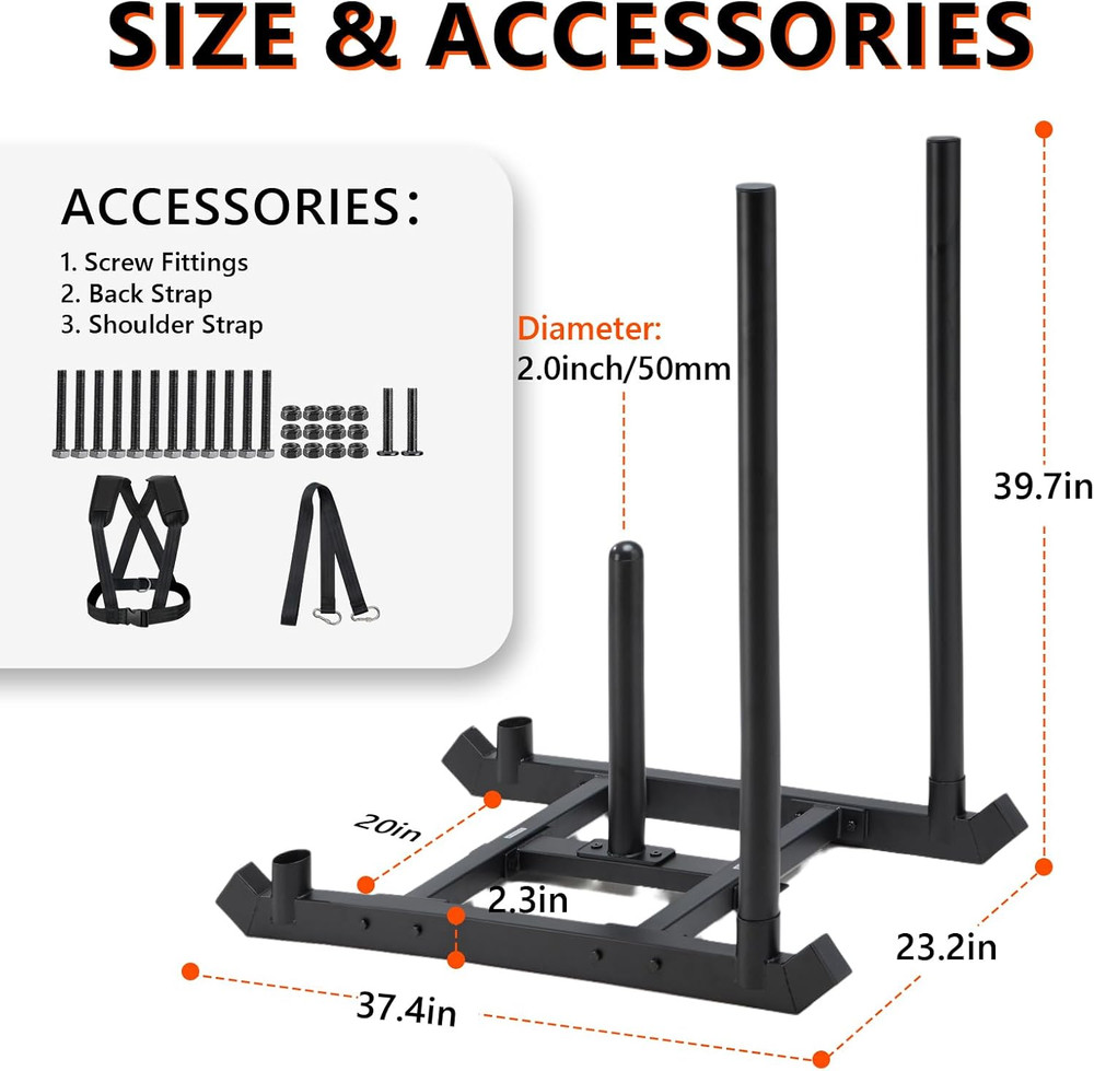 TEDEUM Steel Weight Training Pull Sled for Strength and Speed Development