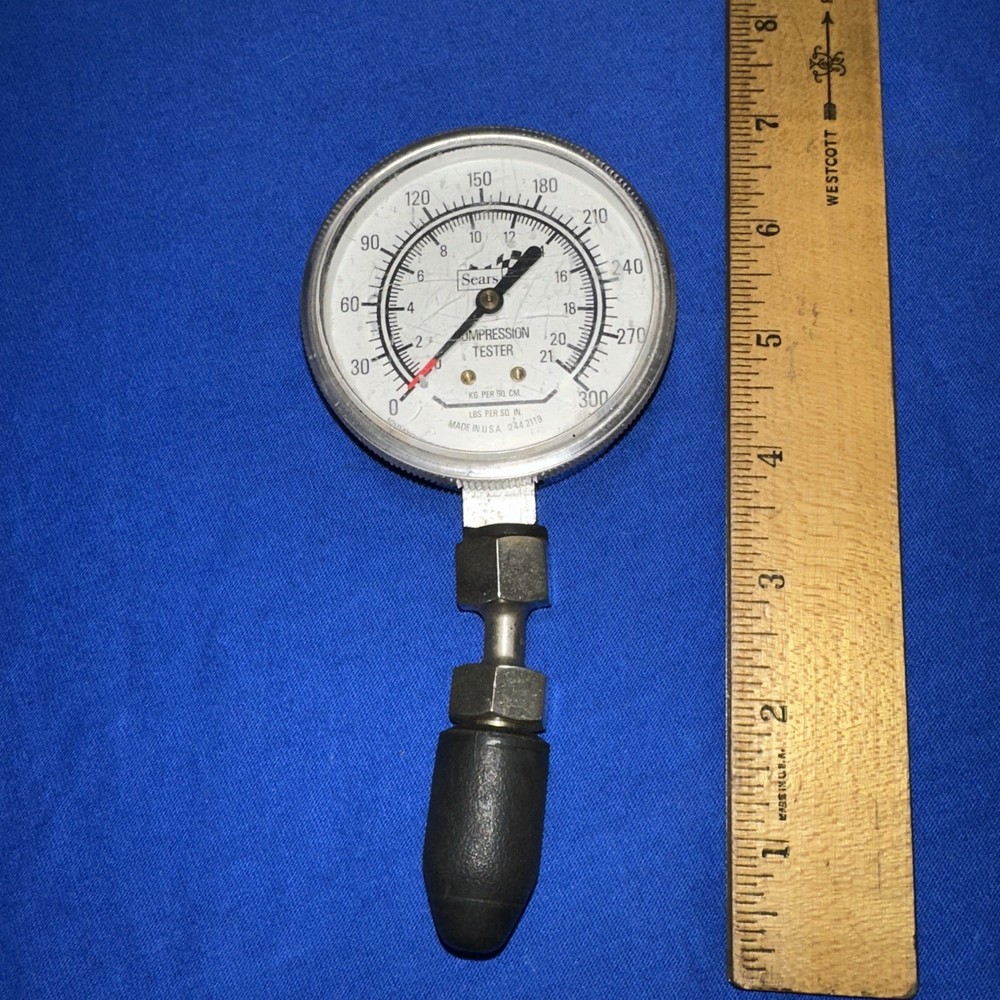 Vintage Engine Compression Tester Sears 244-2149 300PSI Used
