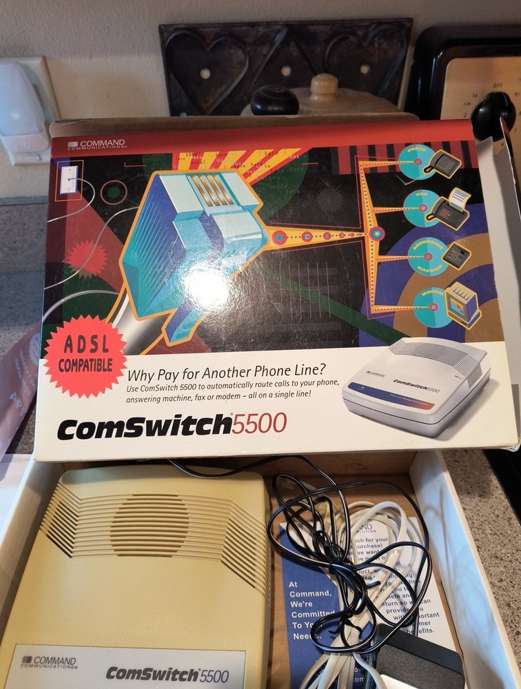 Vintage 1996 ComSwitch 5500 Automatic Phone Line Sharing Device