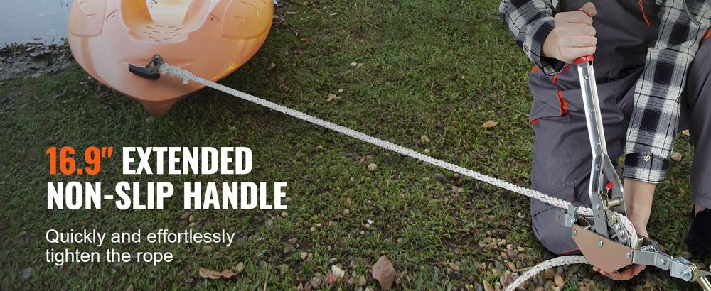 Rope Puller 1653lbs Pulling Capacity with 100' 0.6" Diameter Come Along Winch