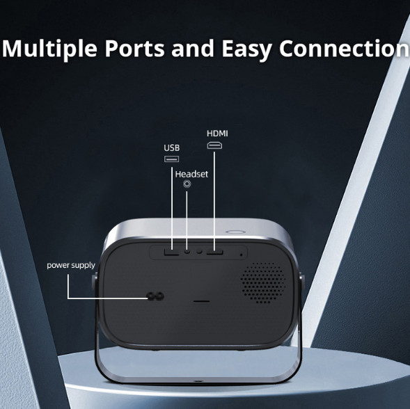 "Portable Cloud Projector 720P HD, 4K Decoding, WiFi & Bluetooth