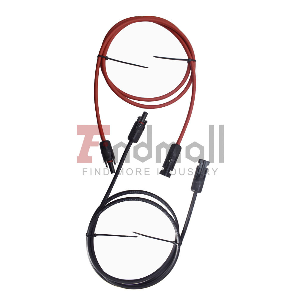 1 Pair 12 AWG Solar Panel Extension Cable Wire Connector 5ft Black + Red