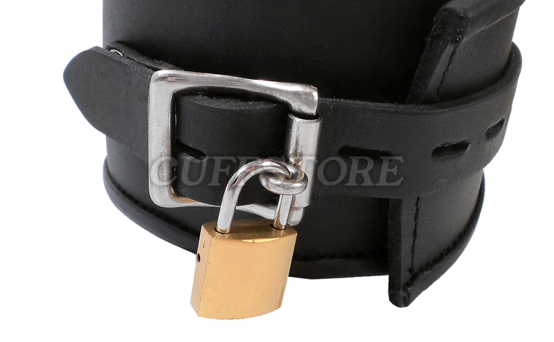 Adjustable Lockable Padded Leather Posture Collar with Padlock - CuffStore
