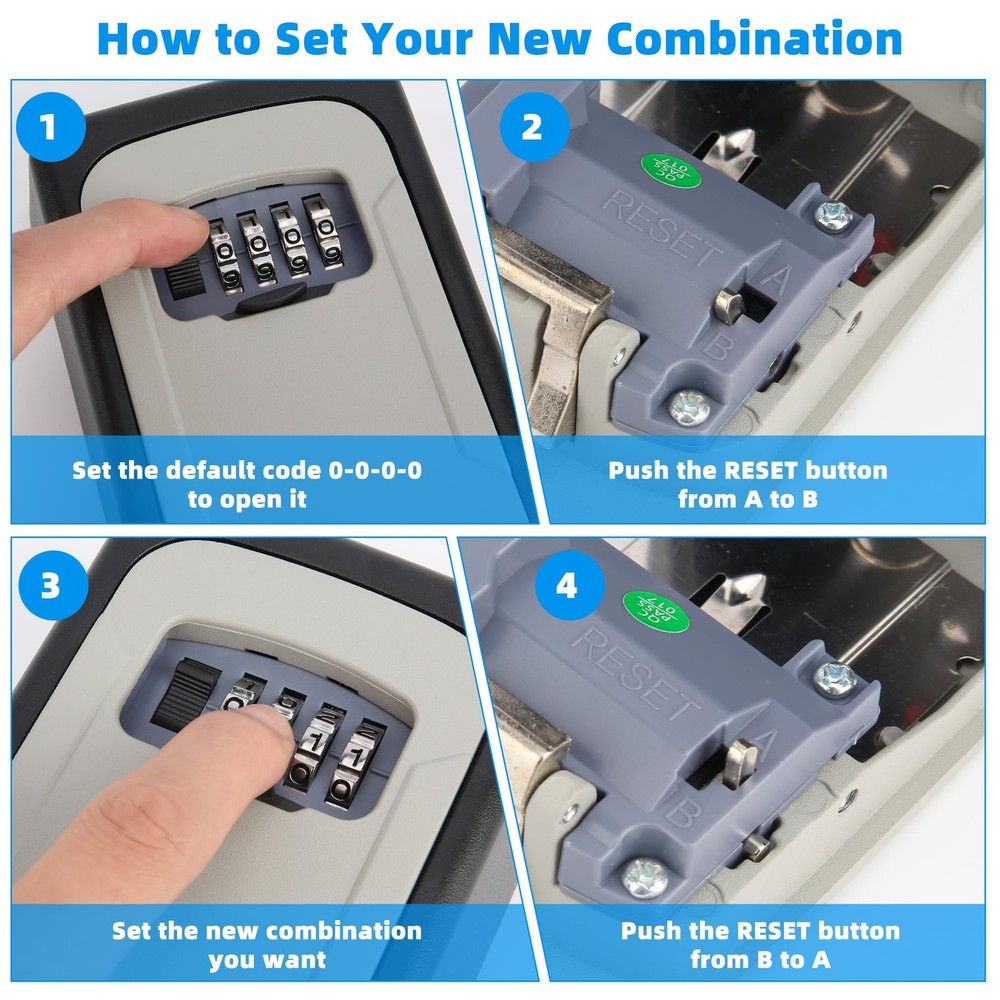 Key Lock Box,Combination Lockbox Wall-Mounted Key Storage Box for Keys,Large ...