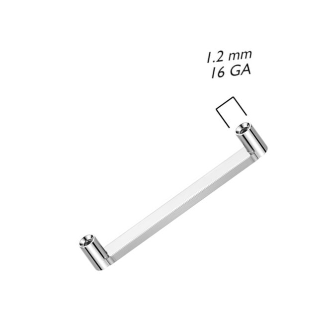 G23 Solid Titanium 16G Bar Flat Staple Barbell Surface Piercing Jewelry - 1 PC