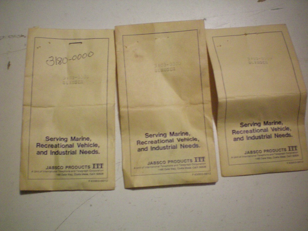 JABSCO QUANTITY THREE OF #3180-0000  SLINGERS, FREE FREIGHT