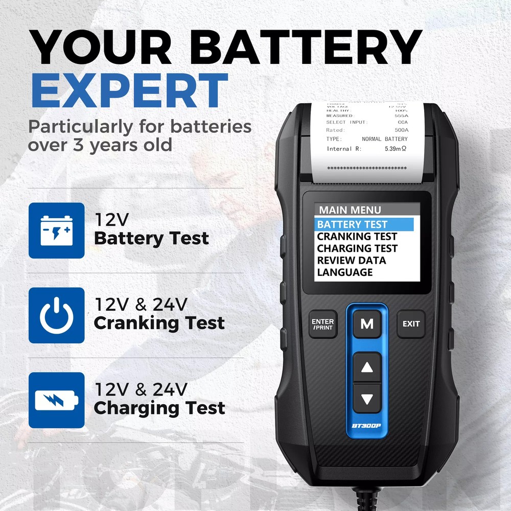 Battery Tester with Pressure Digital Charging Boost Test Tools Auto Analyzer
