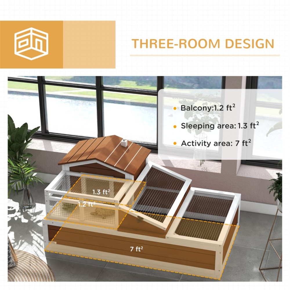 Wooden Rabbit Cage Easy To Clean with Pull-out Tray