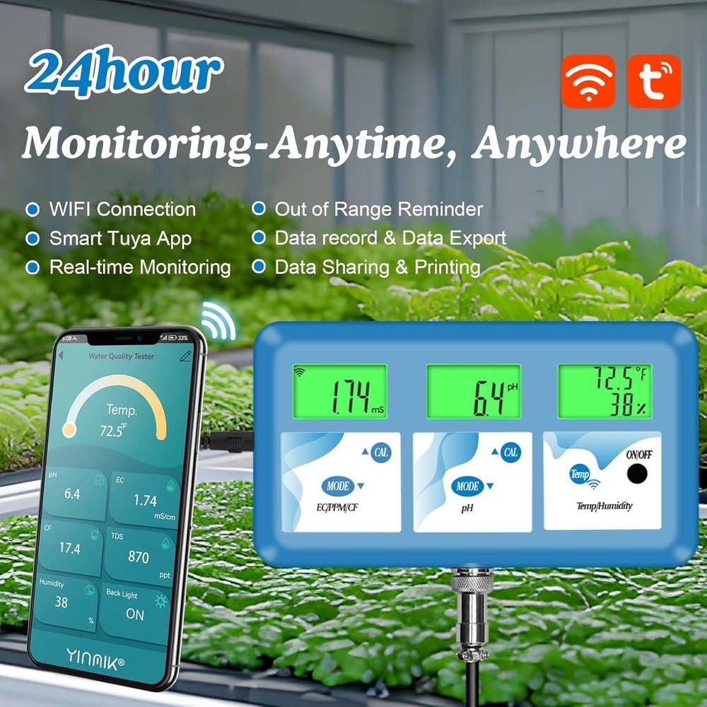 Multi-Parameter Hydroponic Monitor with WiFi for Nutrient Solution Control