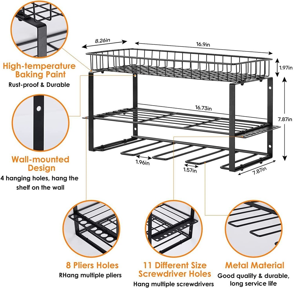 Heavy Duty Floating Tools Shelf&Organizer Wall Mounted for Handheld & Power Tool