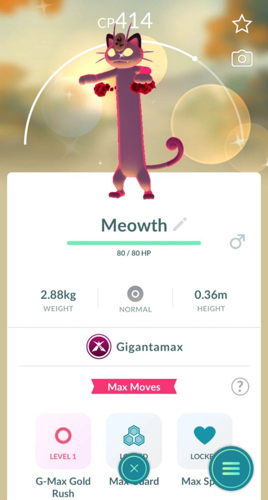 Shiny  GIGANTAMAX Meowth - PTCs  - Read description