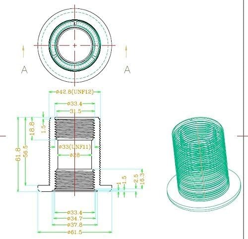 1" Bulkhead ABS Threaded x NPT Standard 2-Pair (4-Pack) NBR Black