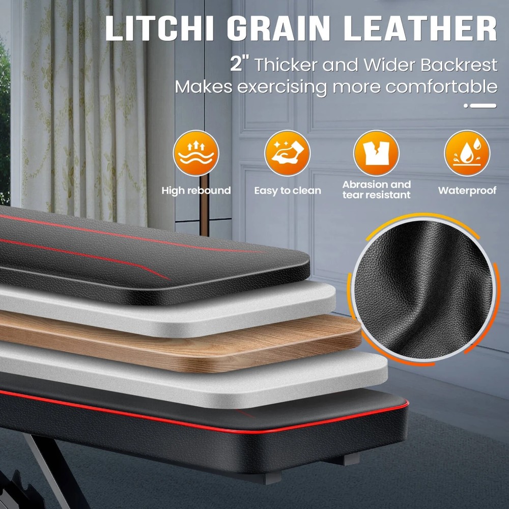 Adjustable Foldable Exercise Weight Bench Workout Bench Gym w/Adjustable Backres