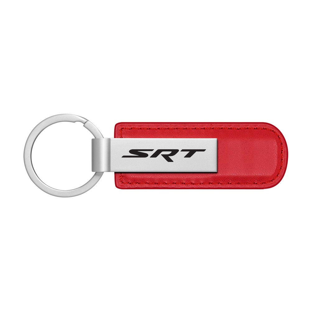 Dodge SRT Red PU Leather Silver Metal Bar Key Chain