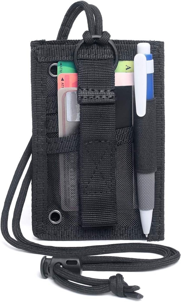Tactical ID Card Holder Organizer with Neck Lanyard Hook&Loop Patch Badge Holder