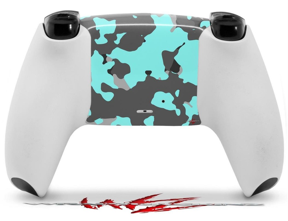 Skin Sony PS5 Controller WraptorCamo Old School Camouflage Camo Neon Teal